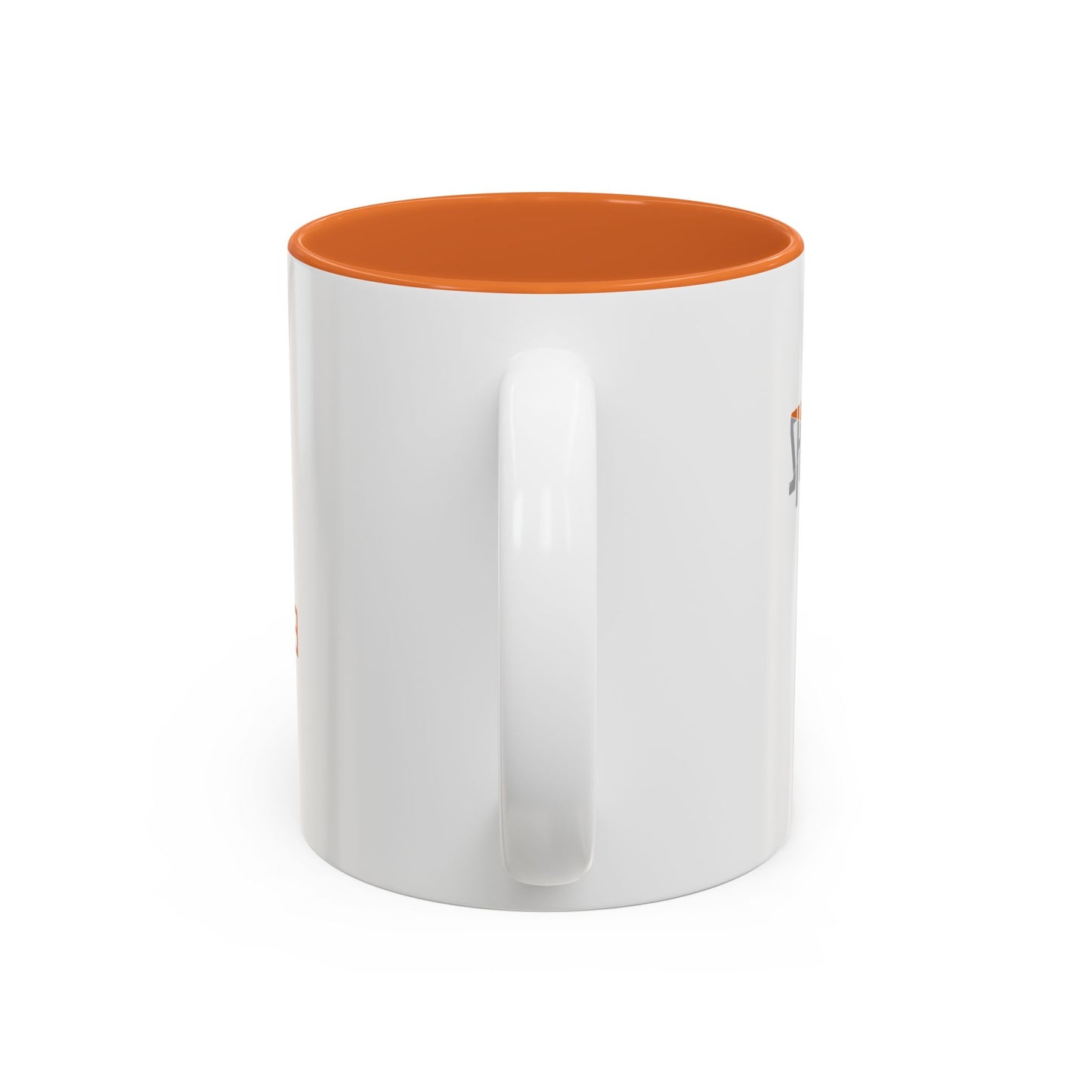 Shattered Suits Orange Accent Mug — Bold Typographic Coffee Cup (11oz/15oz)