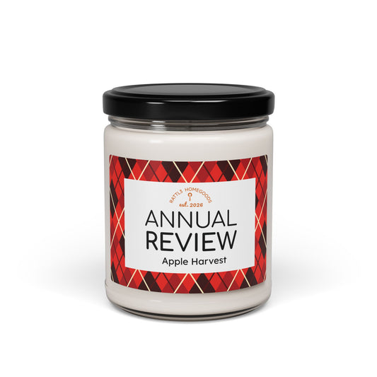 "Annual Review" Apple Harvest Scented Soy Candle, 9oz (Plaid Fall Label)
