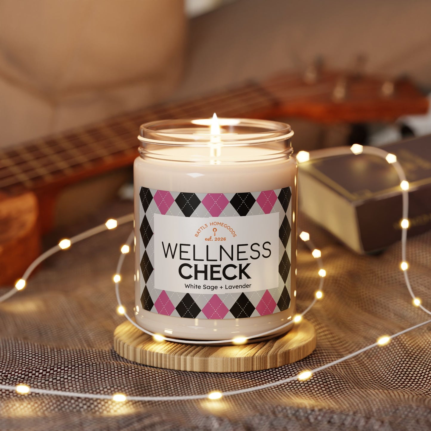 Wellness Check Scented Soy Candle — White Sage & Lavender, 9oz Aromatherapy Jar