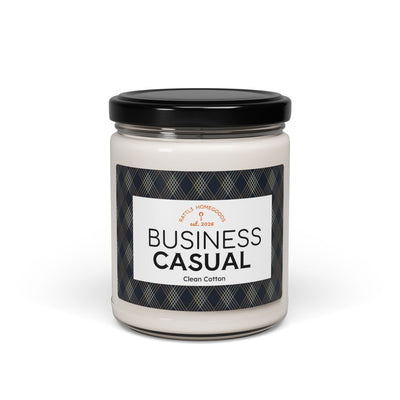 Business Casual Scented Soy Candle — Clean Cotton 9oz (Gift for Office, Masculine Home Fragrance)