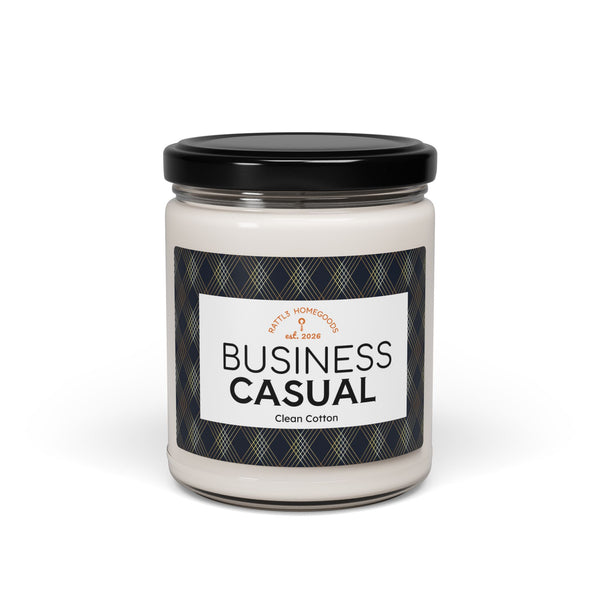 Business Casual Scented Soy Candle — Clean Cotton 9oz (Gift for Office, Masculine Home Fragrance)