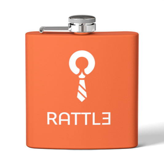 6oz Stainless Steel Flask — Orange Rattle Logo Pocket Flask