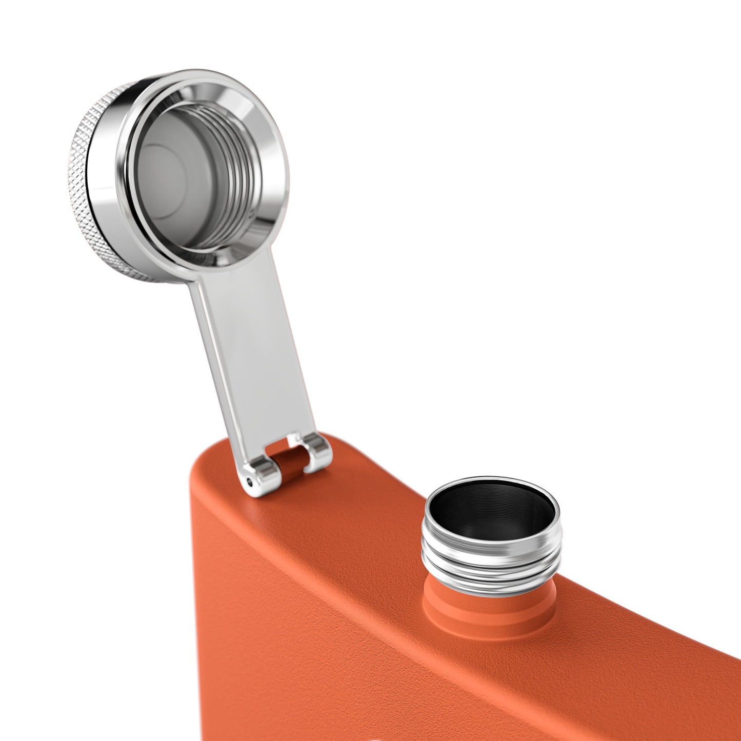 6oz Stainless Steel Flask — Orange Rattle Logo Pocket Flask