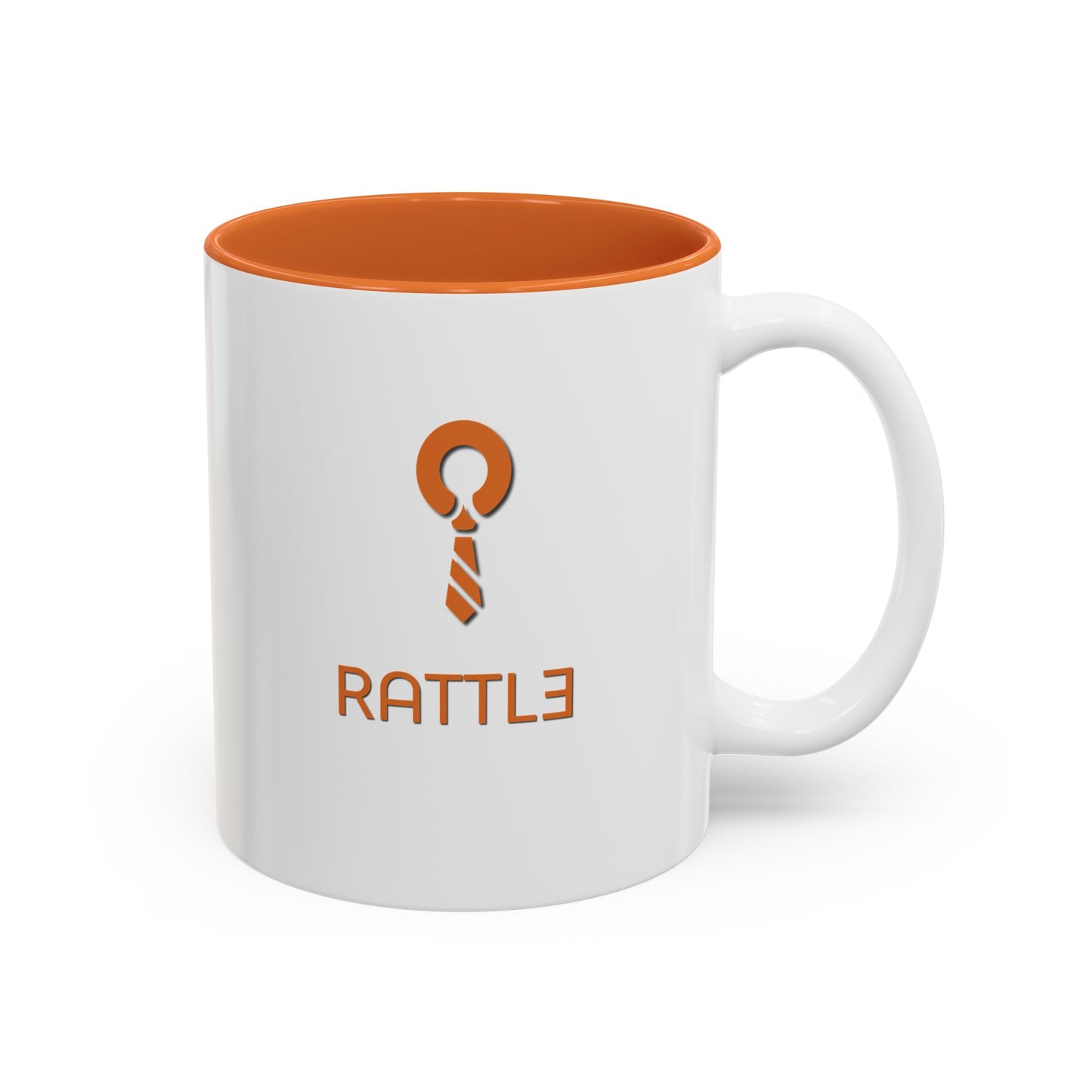 Shattered Suits Orange Accent Mug — Bold Typographic Coffee Cup (11oz/15oz)