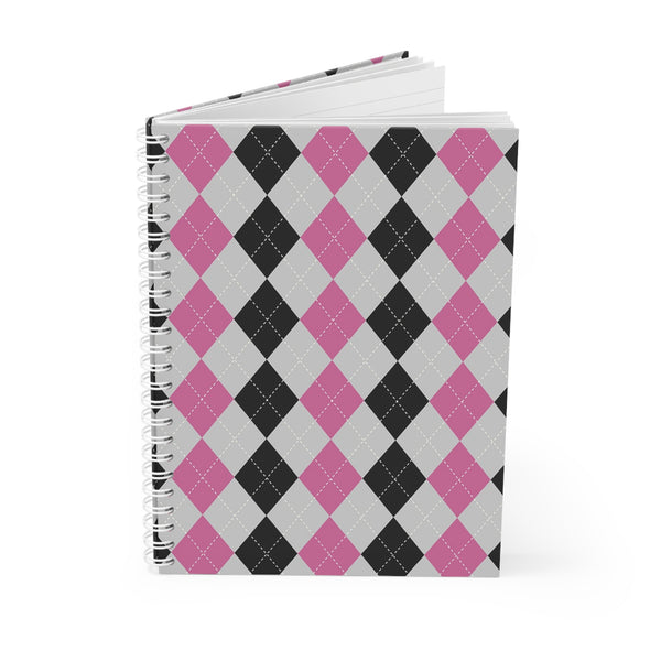 Argyle Pink Notebook — 'RATTL3' Logo Spiral Journal