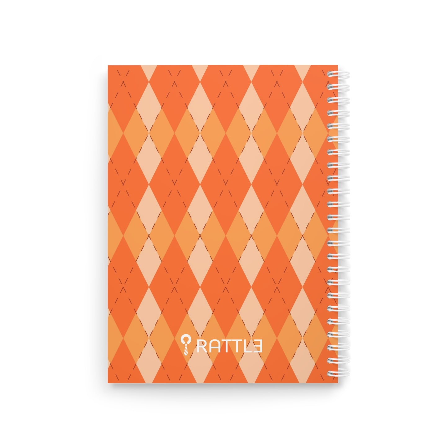 Argyle Orange Notebook — 'RATTL3' Logo Spiral Journal