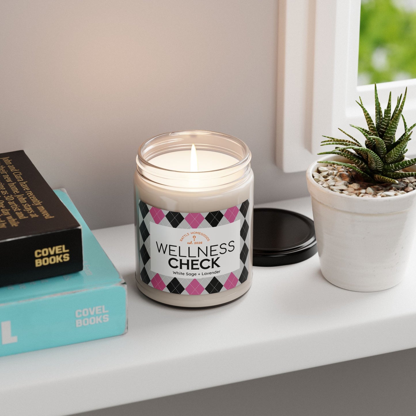 Wellness Check Scented Soy Candle — White Sage & Lavender, 9oz Aromatherapy Jar