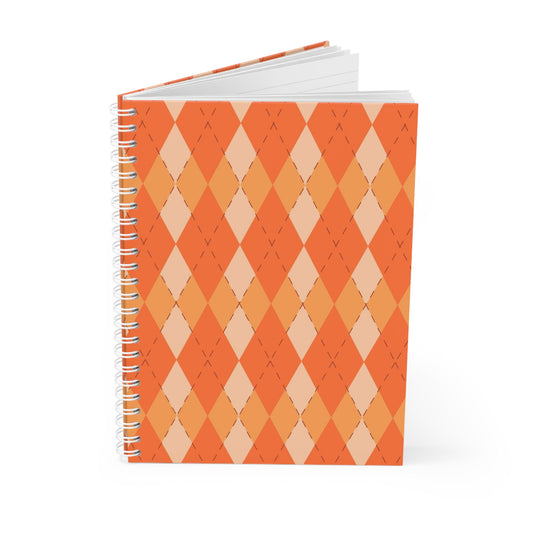 Argyle Orange Notebook — 'RATTL3' Logo Spiral Journal