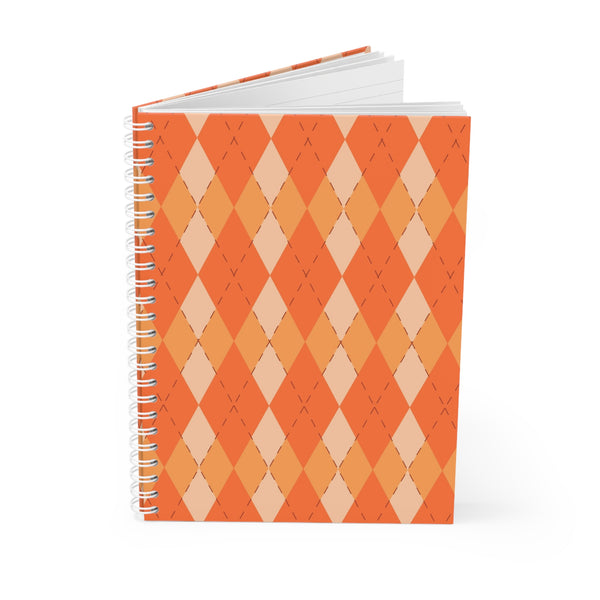Argyle Orange Notebook — 'RATTL3' Logo Spiral Journal