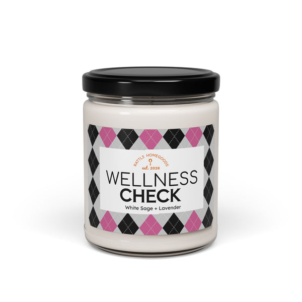 Wellness Check Scented Soy Candle — White Sage & Lavender, 9oz Aromatherapy Jar