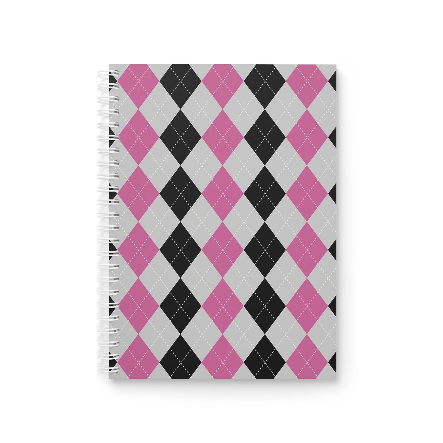 Argyle Pink Notebook — 'RATTL3' Logo Spiral Journal