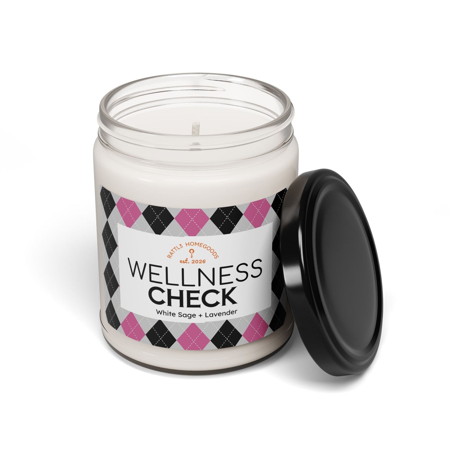 Wellness Check Scented Soy Candle — White Sage & Lavender, 9oz Aromatherapy Jar
